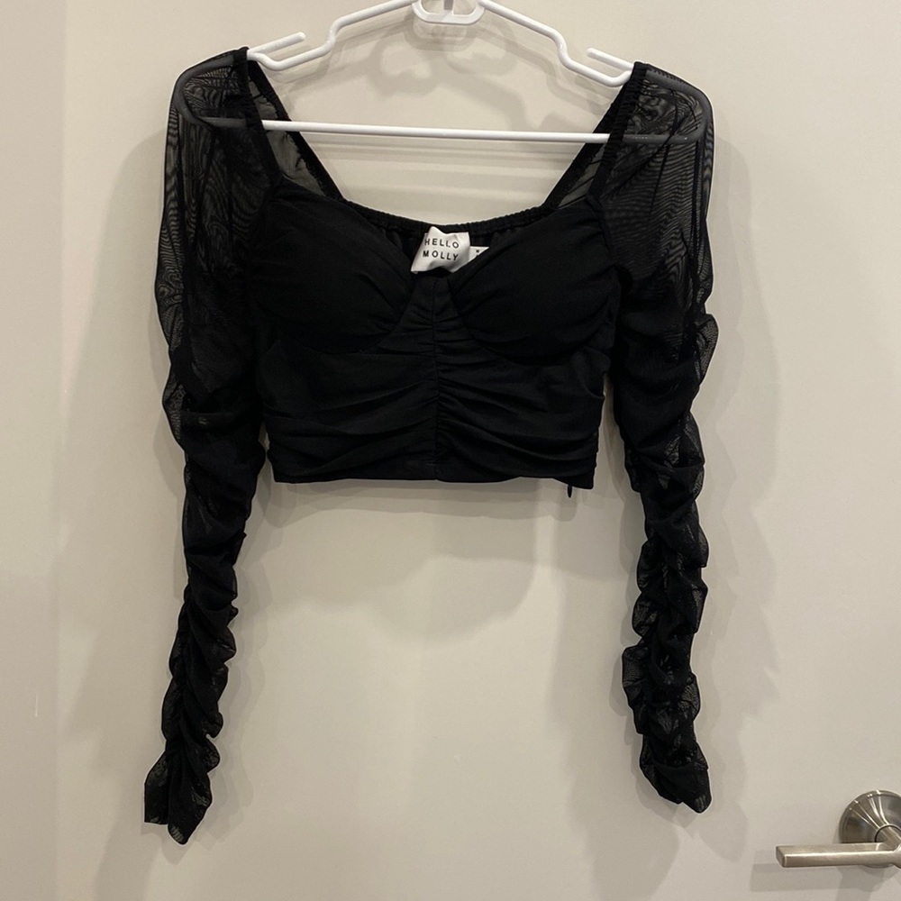 Hello Molly Black Ruched Crop Top